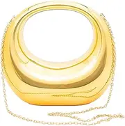 [KUYYFDS] Gold Clutch Bag Acrylic Mirror Purses Clutch Bags for Women Top-Handle Moon Bag with Detachable Shoulder Strap Elegant Party Banquet Evening Clutch Gold Handbag