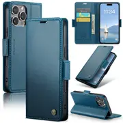 CaseMe iPhone 15 Pro Folio Wallet Case Cover Apple Side Closure 15Pro [Blue]