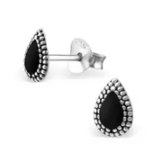Silver Teardrop Pear Stud Earrings