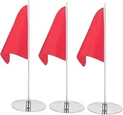 WHAMVOX Stainless Steel Golf Green Flagpole Set 3 Golf Practice Cup Flags Training Aid for Golfers