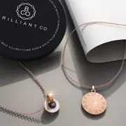 Boxed Numeral Encircle 2 Pcs Necklaces Set in Rose Gold Plated Titanium with Natural Diamond