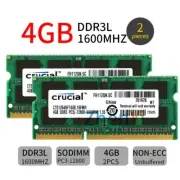 Crucial 8GB 2x 4GB DDR3L 1600MHz PC3L-12800 1.35V Laptop Memory Notebook RAM BT