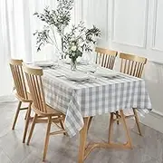 maxmill Checkered Rectangle Tablecloth Water Resistance Wrinkle Free Spillproof Heavy Weight Gingham Plaid Table Cloth for Buffet Banquet Parties Holiday Dinner, 60 x 84 Inch Gray and White