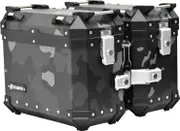 FC-Moto Terreno EVO Camo Black 28 L Alu Side Case Set + Lock Cylinder Set, black-grey, Size 28 for Men Black Grey