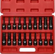 CASOMAN 1/2" Drive Master Impact Hex Bit Set, Hex Driver, SAE/Metric, 1/4" - 3/4", 6mm - 19mm, Cr-Mo Steel,Impact Grade, One-Piece Construction, 20-Piece 1/2" Drive Allen Bit Socket Set
