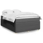 Box Spring Bed Double Mattress Black Fabric Support Comfort Size 137x190 5697