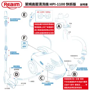 Reaim 萊姆 高壓清洗機 HPI-1100 快拆版 (7.5折)