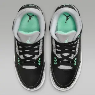 【NIKE 耐吉】休閒鞋 AIR JORDAN 3 RETRO GREEN GLOW GS 爆裂紋 綠光 黑綠 大童 女鞋 DM0967-031