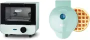 Mini Toaster Oven & Waffle Maker Bundle - Aqua, Individual Portions