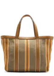 Totême Striped Canvas Tote - Caramel ONE SIZE