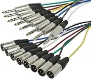 Monoprice 8-Channel 1/4 Inch TRS Male to XLR Male Snake 26AWG Cable C/d - 1 Meter (3 Feet) With 8 Balanced Mono/Unbalanced Stereo Lines