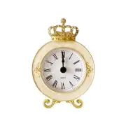 Vintage Mini Analog Table Clock, Silent Crown Table Clock with Hand-Painted M...