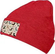 [JBYJBX] Dog Floral Print Unisex Knitted Hat Daily Hat Birthday Theme Elasti Beanie Cap Outdoor Leisure