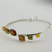 Genuine and Natural BALTIC AMBER Bangle - 925 STERLING SILVER - Poland #2