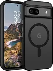 DOMAVER for Google Pixel 8a Case, Matte Translucent Skin-Touch Magnetic Case, Compatible with MagSafe, Black