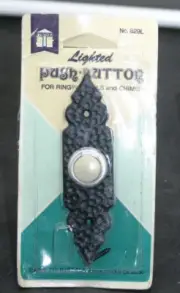 Vintage Trine Lighted Push Button Doorbell 829L Hammered Mission Style w/Screws