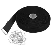 Hook and Loop Straps 1 in x 16 Ft with 25pcs Metal Buckle, Black