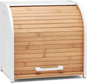 HOMEFULLY Bamboo Double Layer Bread Box for Kitchen Countertop Roll Top Bread...