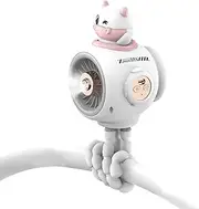 Lpsdssre Baby Stroller Fan, 4 Speeds Battery Operated Small Handheld Desk, Oscillating Min-i Portable Fan With Light, Rechargeable, Compact, 20x11x11.5cm, For Car Seat Crib Travel