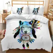 Nice Feathered Nets And Wolves 3D Quilt Duvet Doona Cover Set Pillow case Print