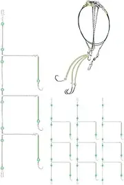 5 Pcs 3 in 1 String Fishing Hook,Pre-Tied Fishing 3 Hooks Set with Anti-Tangle Steel Leader Line,Bait Rig with Quick Swivels Snaps and Luminous Beads,Carbon Steel Saltwater Fishing Hooks