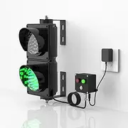 LED Traffic Stop 2 Light Red/Green,Button Control,4 Inch Diameter Lens,Signal Stop Go Light,Suitable for Intersection, Factory, School, Toll Station