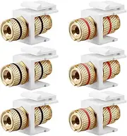 tunghey 6Pack Banana Jack Binding Post Keystone Jack Insert with Black & Red Rings, Screw Type Audio Speaker Keystone