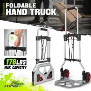 14.6"Lx 10.7"W 176Lbs Red Foldable Steel Hand Truck Luggage Trolley Transport