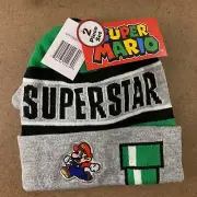 Super Mario Boys Size 4-7 Green Beanie Hat & Glove Set NWT