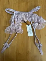 NEW FOR LOVE AND LEMONS LAVENDER PURPLE LARGE GARTER BELT