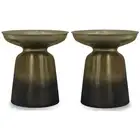 Home Square 2-Piece 16 " Metal Accent Side Table Set in Gold-Black Ombre