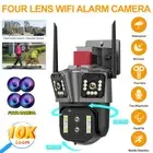 Dual/Four Lens FHD 1080P WiFi IP Camera Outdoor CCTV PTZ Home Security IR Cam US