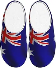[EdWal] Australian flag print Winter Warm Slippers Indoor Anti-skid Plush Slippers Relaxing at Home for Women Men