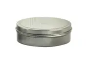 3 oz Round Flat Metal Tins with Rolled Edge Covers - 144 in case SKS