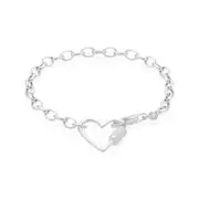 Sterling Silver 19cm Heart Charm Bracelet