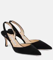 [Manolo Blahnik] Manolo Blahnik Carolyne 70 suede slingback pumps AU 4 black