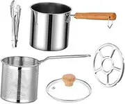 LAPYAPPE 1set Stainless Steel Deep Fryer Pot for High Temperature Resistant Strainer Basket and Lid for Home Cooking and Kitchen Use