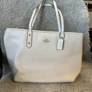 Coach F58846 Women's Crossgrain Leather City Zip Tote White .NEW WITH TAG.