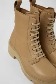 Milah Beige lace-up boots for women