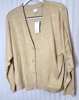 Lane Bryant Womens CARDIGAN XXL Beige V-Neck Button Wool Sweater Layer Light NEW