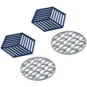 4x Davis & Waddell Silicone Heat-Resistant Trivet Table Protector 18cm/19cm Asst