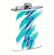 Abstract Zig Zag Wave 8oz Stainless Steel Hip Flask Drinking y2k