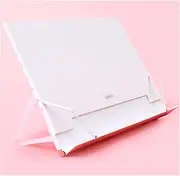 Book Stand Plastic Book Stand Adjustable Holder for Desk Reading Foldable Flat Bookstand Document Textbook Cookbook Sheet Music 10 x 8.7 inch (Color : White)