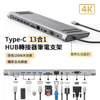 在飛比找PChome24h購物優惠-HADER 13合1 Type-C 多功能HUB轉接器筆電底