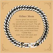 [Generic] Other Mom Gift. Best Thank You Gifts for Other Mom, I Love You Even More. Appreciation Gifts, Cuban Link Chain Bracelet with Message Card for Other Mom, Small, Silver Plated Zinc, Cubic Zirconia