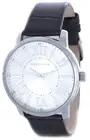 Anne Klein AK/1559SVBK Silver Dial Black Leather Strap Women's Watch