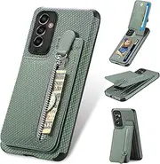 Compatible with Samsung Galaxy A54 5G Case,Compatible with Samsung Galaxy A54 5G Zipper Card Slots Built-in Magnet Kickstand Phone Case Green