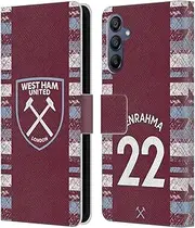 Head Case Designs Officially Licensed West Ham United FC Sad Benrahma 2022/23 Players Home Kit Leather Book Wallet Case Cover Compatible with Samsung Galaxy A15