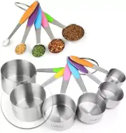 Stainless Steel Measuring Cups & Measuring Spoons 11-Piece Set 6 Cups & 5 Spoons