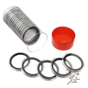 Morgan Silver Dollar Holder, Red Capsule Tube & 20 Air-Tite 38mm Black Rings